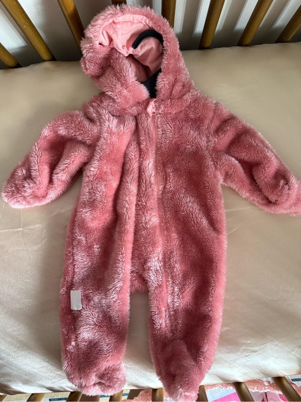 Pink Plush Hooded One-Piece for Kids